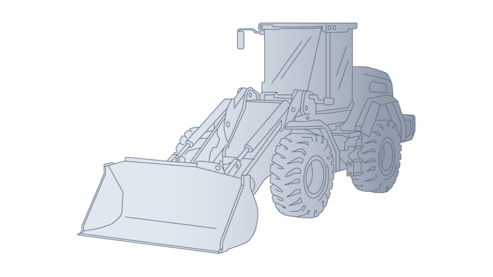 outline of the front of a loader