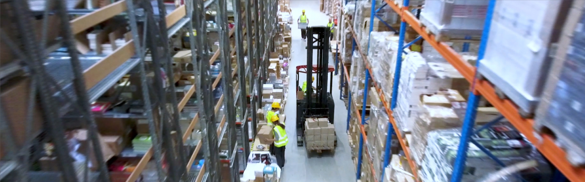 forklifts in a warehouse