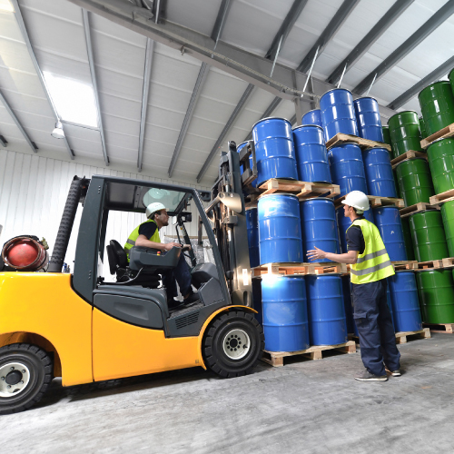 forklift in a warehouse