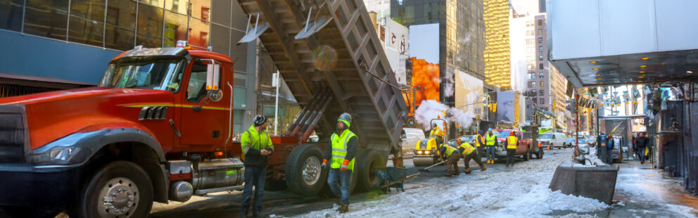 dump truck operating in a paving site