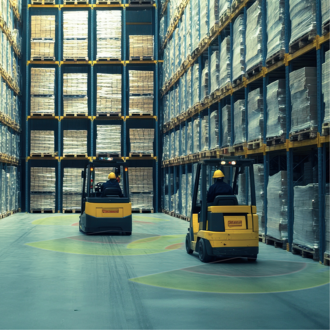 forklifts with people detection in a warehouse