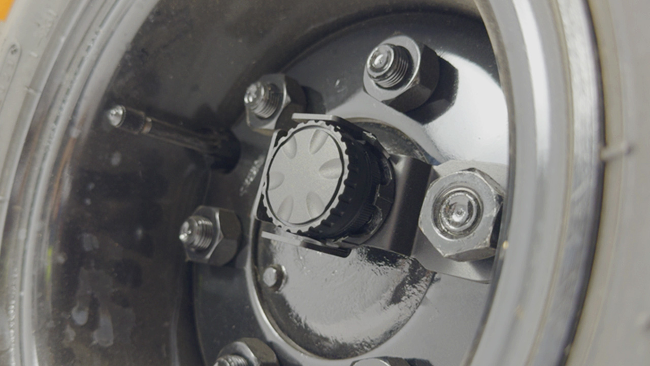 speed sensor on a forklift wheel