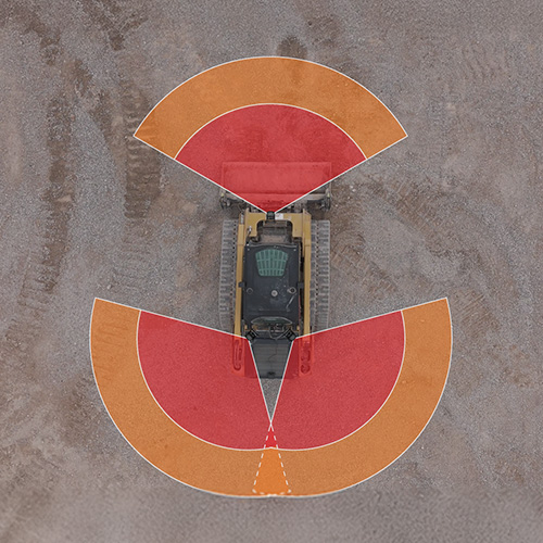 detection zones around a skid steer