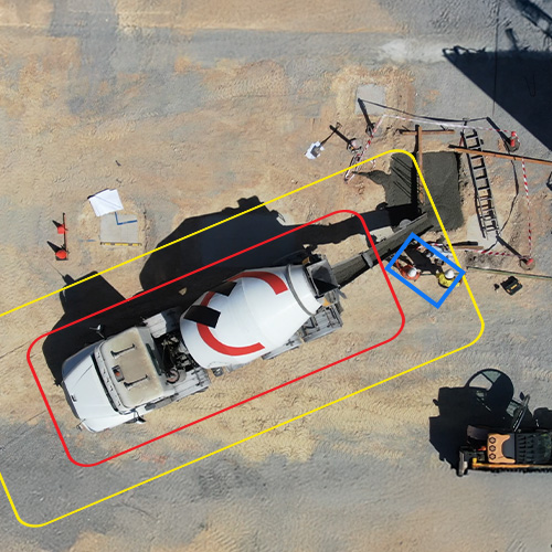 prevent collisions with pedestrians around a concrete mixer