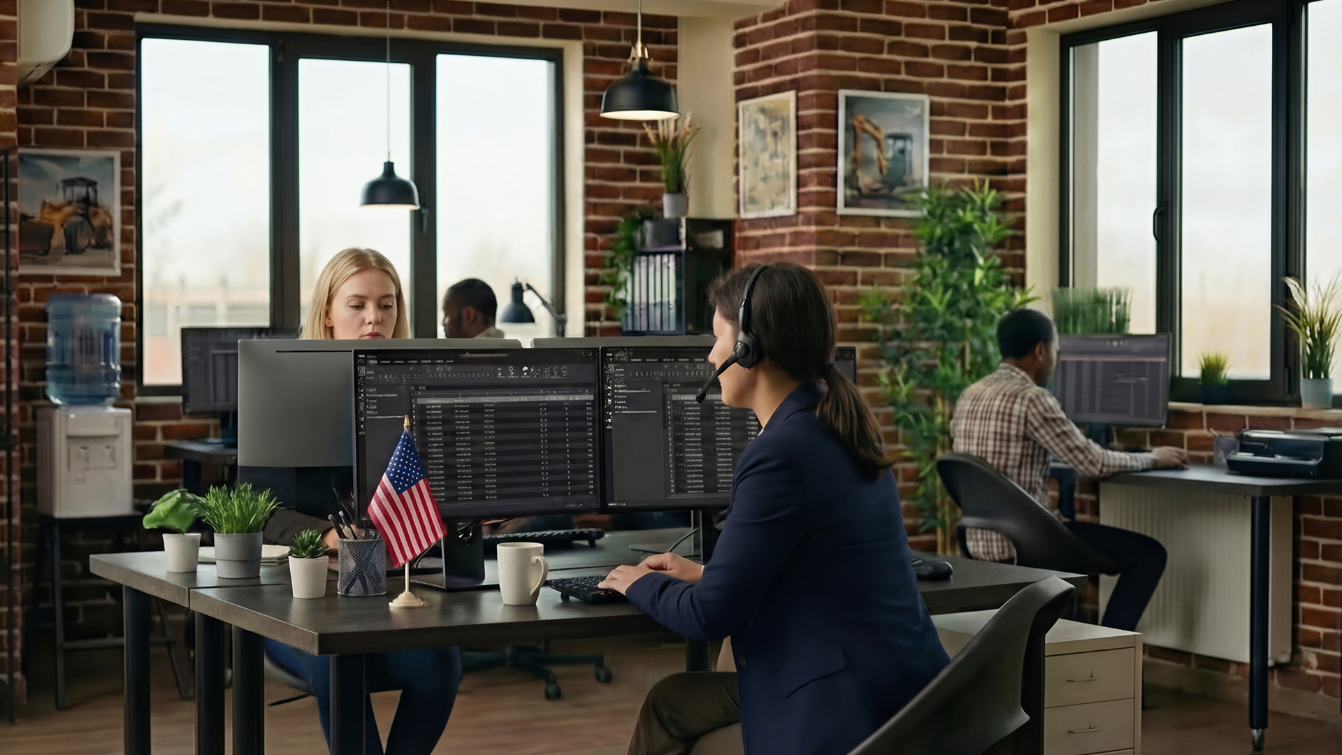 office workers making partnerships